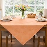 KAMACA Mitteldecke Blüten Meer – 85x85 cm – In edlem Lachs mit Lotus-Effekt – Fleckschutz und Wasserabweisend – Abwaschbare Ganzjahres-Tischdecke für Wohnbereich, Garten und Balkon