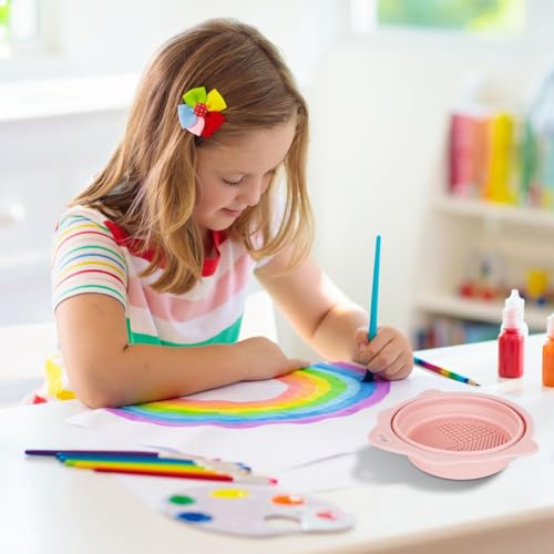 Yeruvce 2er-Pack Faltbarer Pinselreiniger, Pinselwascher, Reinigungsspülbecher für Acryl-, Aquarell- und Ölmalerei, Rosa