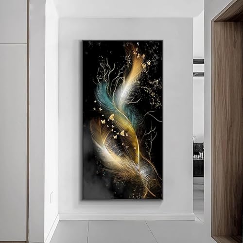 Impression sur toile nordique plumes décoration murale salon moderne 30x60cm