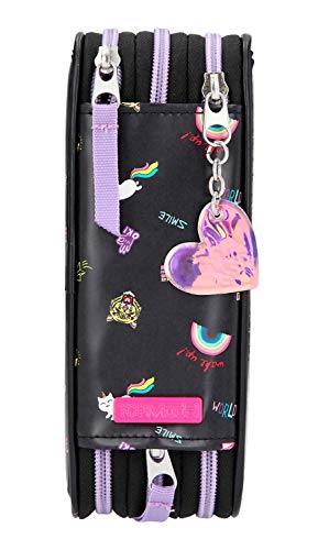Depesche 11211 TOPModel - Gevuld 3-vaks etui in Girlz Club Design, zwarte etui ca. 7,5 x 13 x 20 cm groot, met vilt- en… - Afbeelding 5