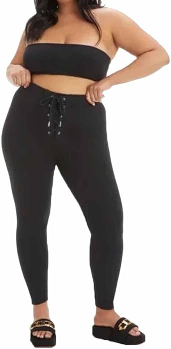 Good American Womens Bombshell Lace Up Leggings -