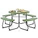 GIANTEX Set da giardino da picnic per 8 persone, tavolo da giardino rotondo con 4 panche, tavolo da birra con foro per ombrellone, set da giardino in HDPE, set per panca da birra (verde) immagine