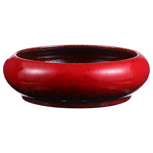YARNOW Grand Rond Succulent Planteur Bol Vintage en Céramique Émaillé Bonsaï Pot Décoratif Jardin Cactus Fleur Plante Conteneur pour La Maison Bureau Décor Rouge Pots De Plantes