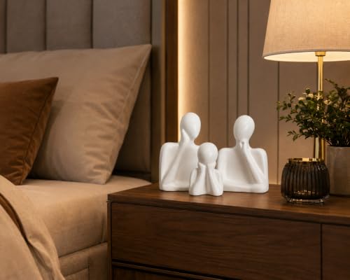 Image of Family Statue - Set of 3 (5 inches) | Abstract Human Figurines for Home Decor | Decorative Statues for Living Room, Bedroom & Shelf Decor | Gift for Housewarming & Anniversary (W3F)