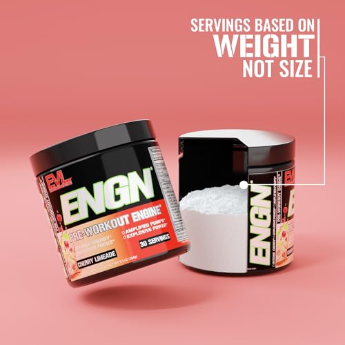 Image of Evlution EVL Intense Pre Workout with Creatine - ENGN Energizing Pre Workout for Men Powder Drink for Lasting Energy Focus and Recovery - with Beta Alanine Caffeine and L Theanine - Cherry Limeade