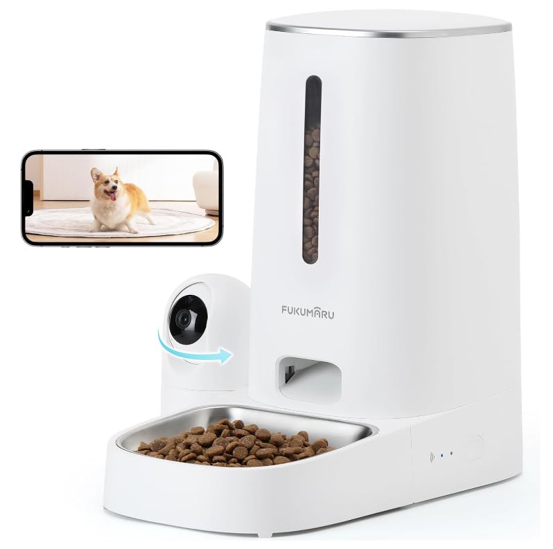 FUKUMARU Automatic Cat Feeder with Rotating Camera,1080P HD Video...