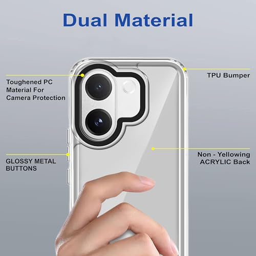 Image of Zapcase Back Case Cover for Vivo V60e | Compatible for Vivo V60e Back Cover | Case Cover with Camera Protection | (TPU + PC | Transparent)