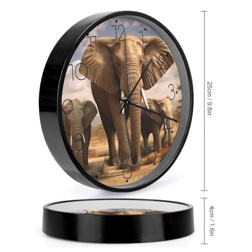 Horloge murale éléphants 25,4 cm silencieuse pour chambre sans tic-tac - 3