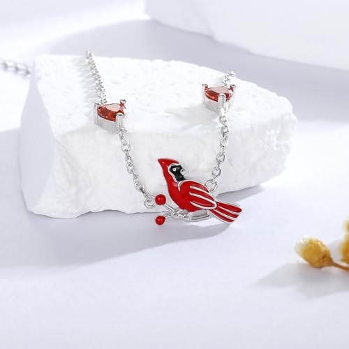 Sterling Silver Red Cardinal Jewelry Bracelet Ring Necklace Women Adjustable Cardinals Memorial Jewelry Sympathy Gift for Family2