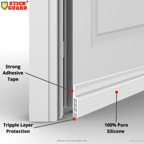 Image of Door Seal Strip for Blocking Insects Air Dust - Self Adhesive Silicone Door Draught Excluder for Bottom of Door Soundproof Weatherproof Under Door Draught Excluder -