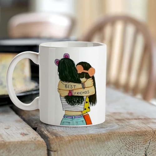 Image of Funny Bestie with Friendship Quotes Printed 325 ml Ceramic Coffee Mug /Tea Cup Gift for Girls, Best Friends, Sister Mom, Wife, Girlfriend 325 ml (Best Friend-4)