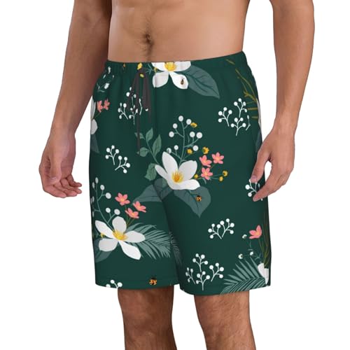 Men's Beach Shorts Swim TrunksFun Patterns Floral Pattern Print for Surfing Running Summer Vacation2