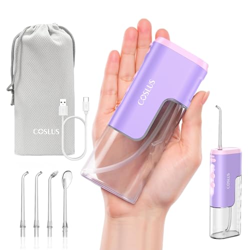 COSLUS T40 Mini Water Flosser for Travel, Portable Compact Design, Purple