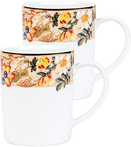 Image of Dankotuwa Luxury Porcelain 24k Gold Coffee Mugs | Tea Cups. Vegan | Scratch Resistant | Hard Chip Resistant. Dishwasher Safe. Set of 2 (250 ml)
