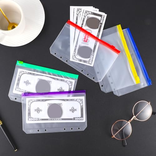 10 Stück A6 Binder Taschen, Klarsichthüllen A6 Ringbuch Budget Planner Deutsch Zubehör Loseblatt Taschen für Geldscheine Aufbewahrung Notizbücher Dokumente