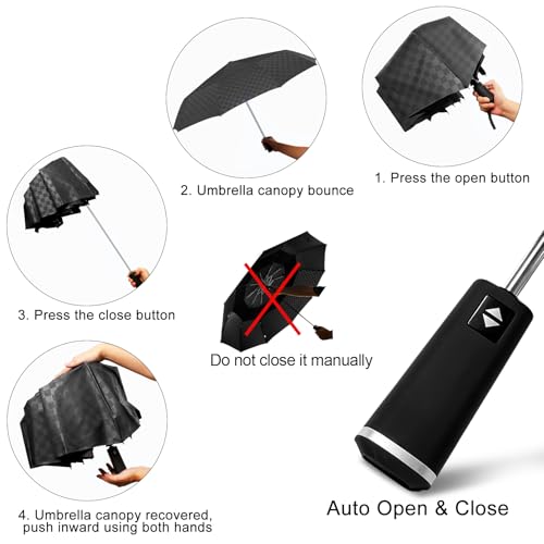 Parapluie de golf coupe-vent 137 cm robuste pliable à ouverture automatique - 6