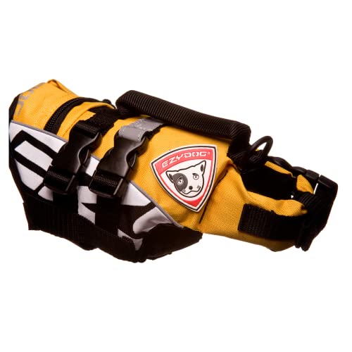 EzyDog Schwimmweste für Kleine Hunde - DFD Micro Hundeschwimmweste - Rettungsweste für Kleine Hunderassen - Größenverstellbar, mit Griff und Reflektoren (XS, Gelb) Cover