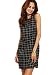 MAKEMECHIC Women's Sleeveless Cut Out Back Plaid Wear to Work Shift Dress