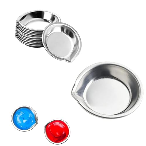 Paleta Acuarela Metalica,12 Piezas Paleta Pintura Redonda Pequeña de Acero Inoxidable Paleta Pintura Acrilica Paleta Acuarela Redondas para Mezclar Varios Pigmentos,Incluida la Pintura del Aerógrafo