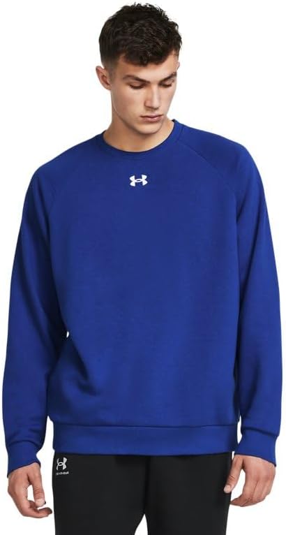 Under Armour Men's Rival Fleece Crew, (400) Royal / / White, Large Tall