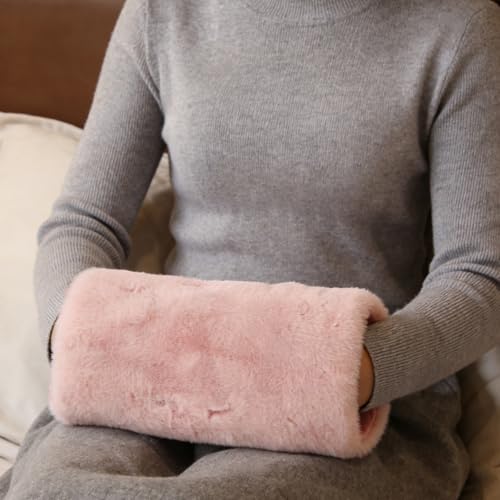 Manguitos de felpa rosa para evitar manos frías en invierno 7