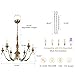 KMaiPem 6-Light Farmhouse Chandelier, 23.62'' Vintage Brass Gold Chandeliers for Dining Room, Adjustable Rustic Metal Hanging Pendant Light Fixture for Kitchen Island Entryway Foyer Bedroom Hallway