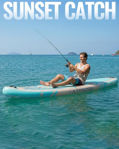 Image of 10'6''x33''Inflatable Stand Up Paddle Board, 400lbs Extra Wide Stand Up Paddleboard with Kayak Seat, Anti-Slip EVA Deck Premium SUP Accessories Kit, Non-Slip Stable Deck Boat