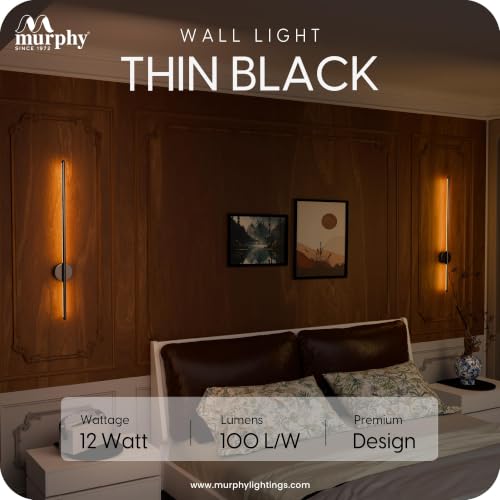 Image of Murphy Aluminium LED (Wall Highlighter) - 12W, 3-in-1 Color Changing, Modern Black Finish Wall Sconce Light Pack of 1 with 2-Year Warranty for Stylish Home Decor