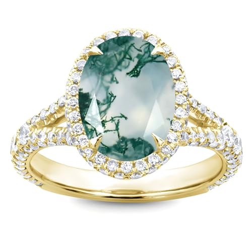 Aihpos 3 Carat Gemstone Women's Engagement Rings - Oval Birthstone Ring White Yellow Rose 10K 14K 18K Gold 925 Sterling Silver Proposal Statement Anniversary Promise Ring for Her