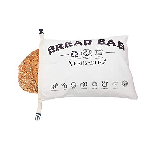 Cotton Bread Bag, Linen Bread Bags, Reusable Bread Bag, Bread Bags for Homemade Bread, Supplies Food and Bread Storage, Ideal Gift for Bakers,12.6 x 16.5 (White)