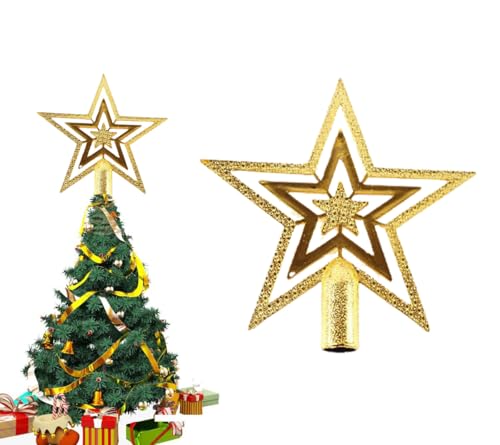 Onlvmyur Pointes de Sapin de Noël 20cm Étoile Sapin de Noël Plastique Topper Sapin Étoile de Noël (Or)