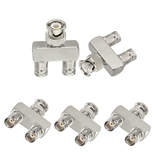 Eightwood BNC Splitter Adapter 5-Pack, BNC Male to Dual Female T-Type