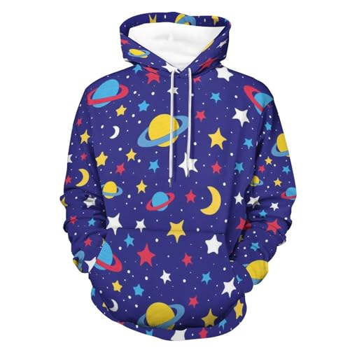 Sweat à capuche unisex étoiles planète lune UMENG taille S pour homme et femme