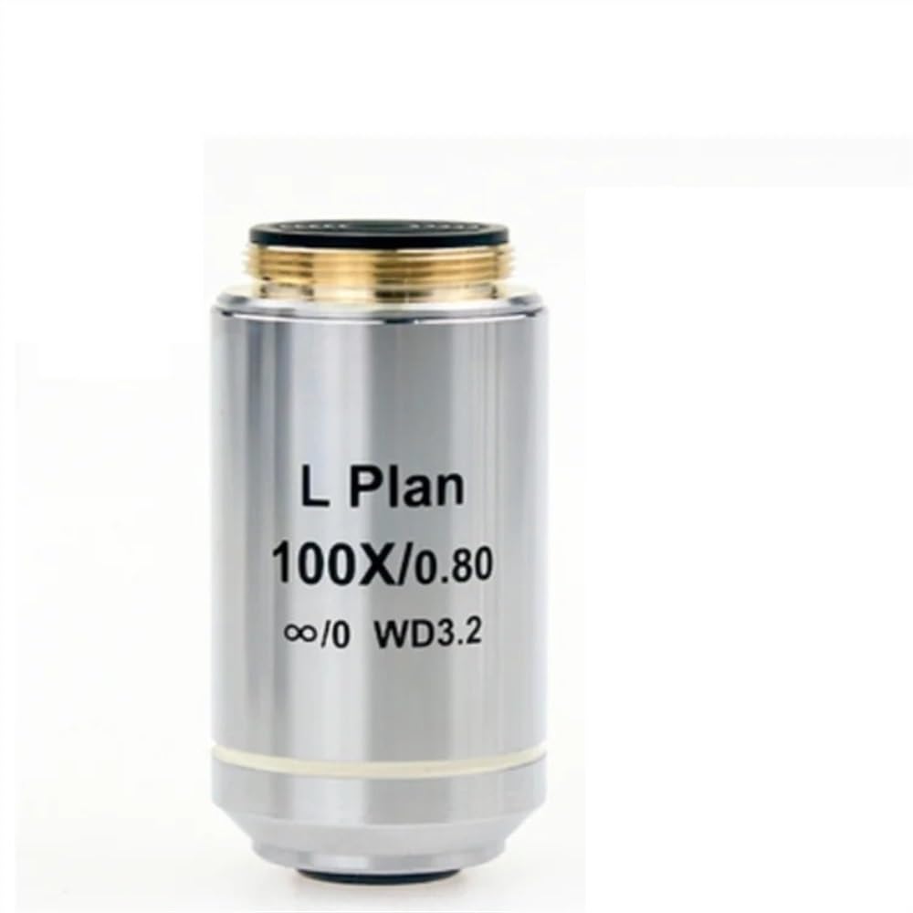 Microscope Accessories Kit 100X Microscope Auxiliary Lens for Long Working Distance Flat Field Infinite Infinity Plan Objective Lens for Biological Microscope RMS 20.2mm Microscope Slides