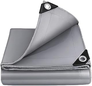 Lechansen Tarpaulin Waterproof 3m x 3m,Grey Tarpaulin 650g/m²,Thickness 0.5mm Outdoor Tarps UV Resistant,Heavy Duty Tarp Cover with Grommets and Reinforced Edges