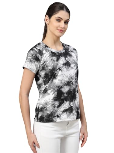 Image of UZARUS Women's Regular Fit Printed Half Sleeves Round Neck Gym Sports T-Shirt