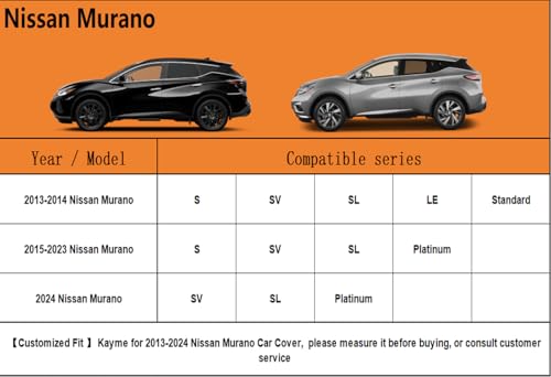 Image of Kayme 6 Layers SUV Car Cover Custom Fit for Nissan Murano(2008-2025) Waterproof All Weather for Automobiles, Outdoor Full Cover Rain Sun UV Protection.Silver