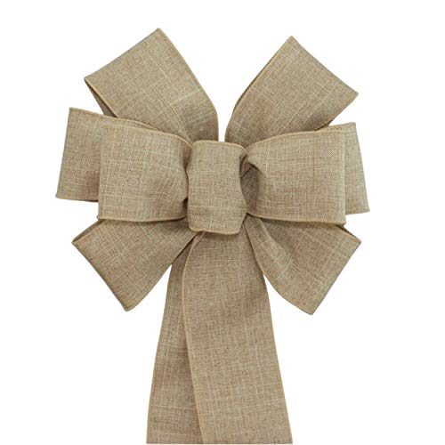 Natural Rustic Wreath Bow - Package Perfect Bows are Made in USA (8 inch bow)