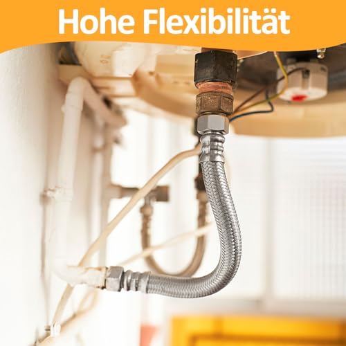 2 Stück Flexschlauch 3/8 Zoll,Panzerschlauch 3/8 (1/2 zoll, 10cm)