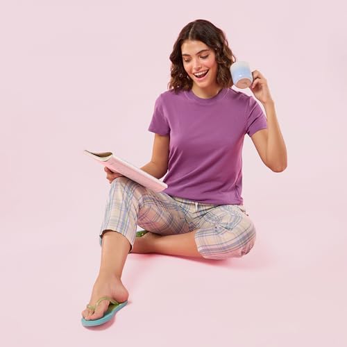 Image of Enamor Mid Rise Full Length Adjustable Drawstring Hangout Pant for Women - Relaxed Fit, Combed Cotton - E4A5