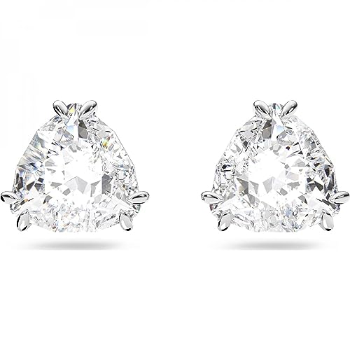 Image of Swarovski White stud Earrings, Clear Trillion Cut Crystal Earrings in a Rhodium Plated Setting, from the Millenia Collection