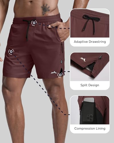Image of maamgic Men's Athletic Running Shorts with Liner Ultra Lightweight Workout Shorts 5 inch / 7 inch