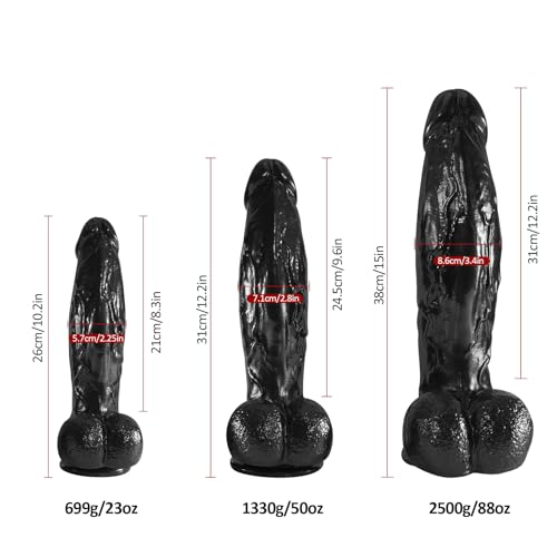 Image of 12.2 Inch Realistic Dildo Sex Toys, 2.8'' Diameter Huge Thick Dildos with Strong Suction Cups, Big Black Dildos for Clitoral Vagina & G-spot Anal Stimulation Adult Toys for Women and Couple