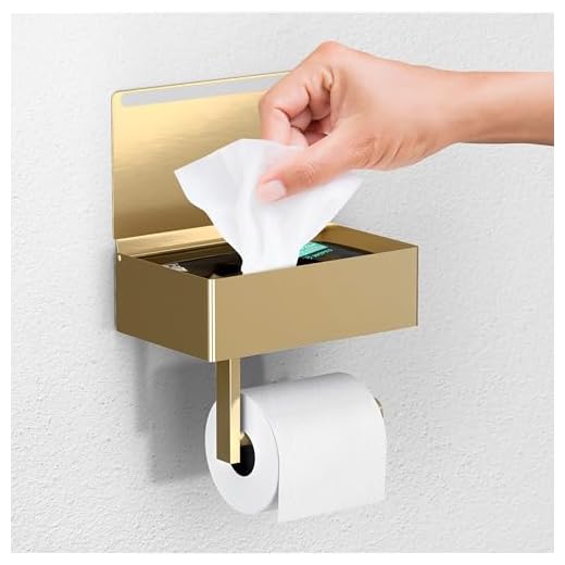 Day Moon™ Brushed Gold Toilet Paper Holder with Shelf, Wipe Holder for Bathroom Flushable Wipes Dispenser, Toilet Paper and Wipes Holder, Toilet Paper Holder with Storage