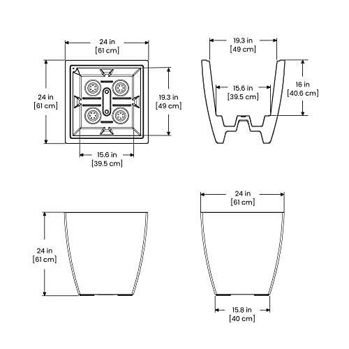 Mayne Kobi 24In Square Planter - Black - 24In L X 24In W X 24In H - With 7.9 Gallon Built-In Water Reservoir (8889-B) #TOP5