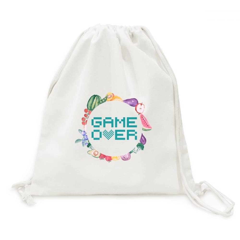 Sac en tissu pliable bleu pixel game over cabas courses - 6