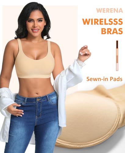 Image of Wireless Sewn in Padded Bras for Women Comfortable Full Coverage Bralettes No Underwire Everyday Tshirt Bra
