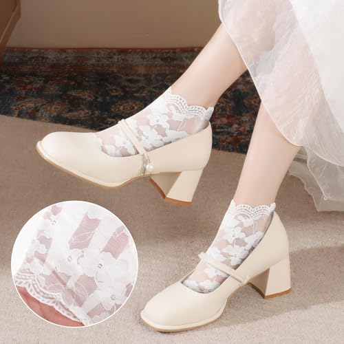 5 Pairs Black Lace Socks, Lace Socks Women, Women‘s Ankle Ruffle Frilly Sock Summer Sexy Girls Thin Fashion Sexy Transparent Black White Skin Color Grey4