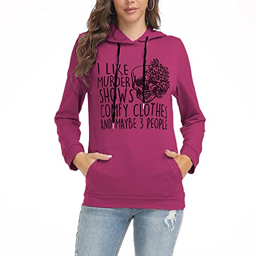 Laibao Women And Girl's Hoodie Murder Shows And Comfy Clothes Novelty Sweatshirts Long Sleeve Drawstring Graphic Athletic Pullover Skull Tops, Purple Xl #TOP20