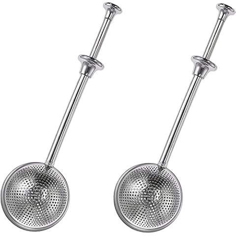 EPRHY Tea Strainer Infuser Push Stainless Steel Retractable Tea Ball Loose Leaf Tea Strainer Filter Tea Accessories, 2PCS Cover